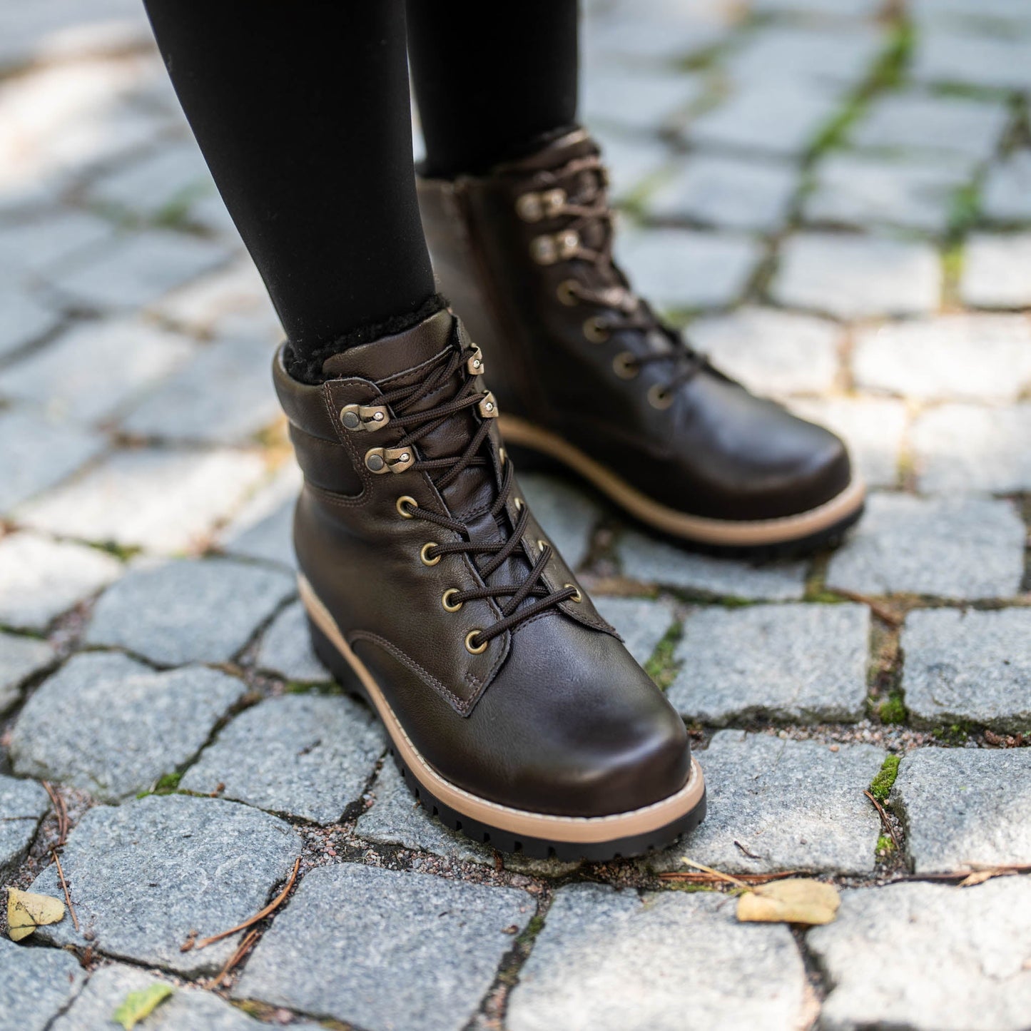 RAE Womens ankle boot Dark brown nappa/Wool/Tan S