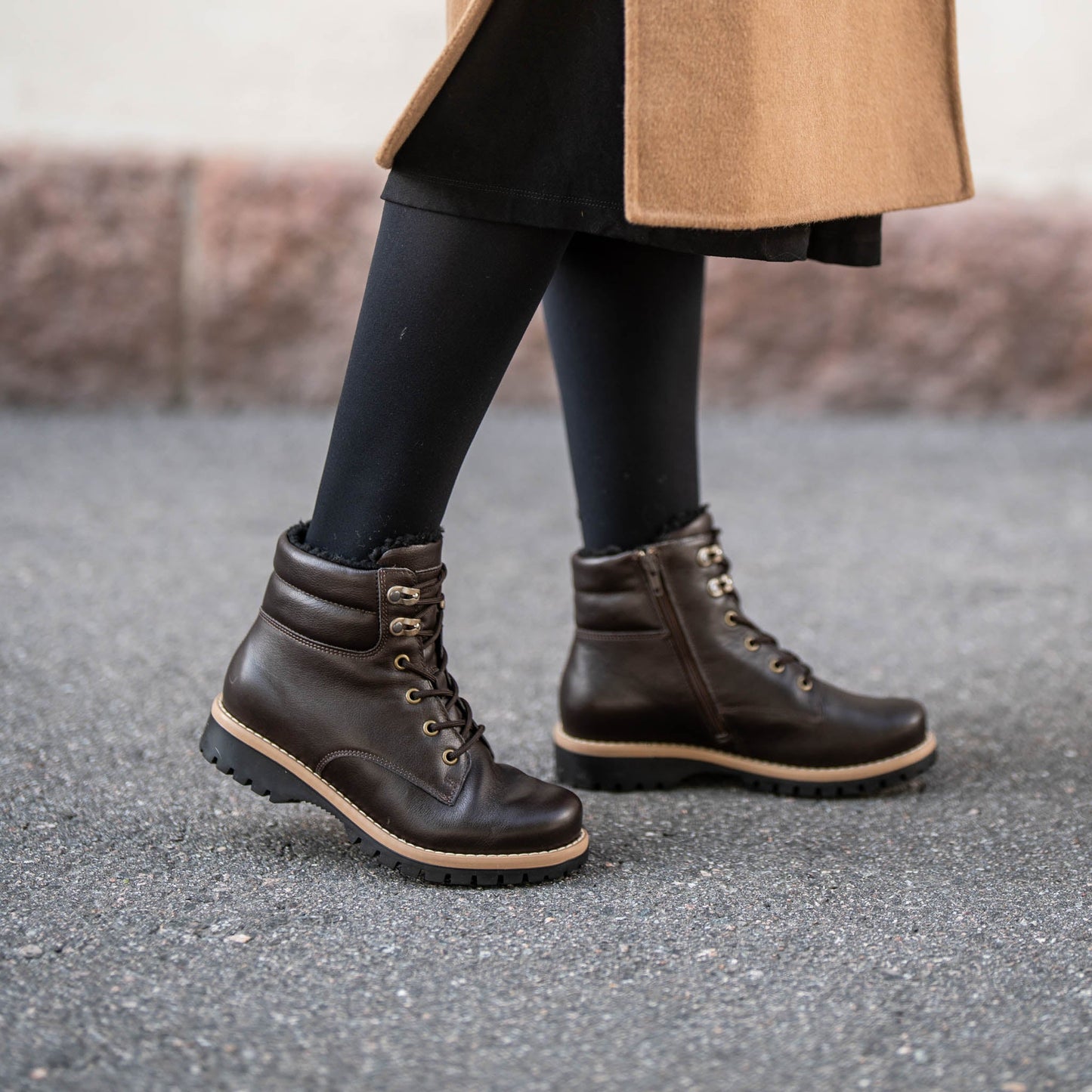 RAE Womens ankle boot Dark brown nappa/Wool/Tan S