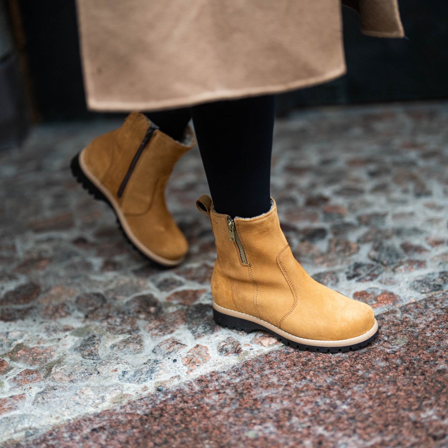 TASSU Womens´ ankle boot Tan suede/wool l./Tan S