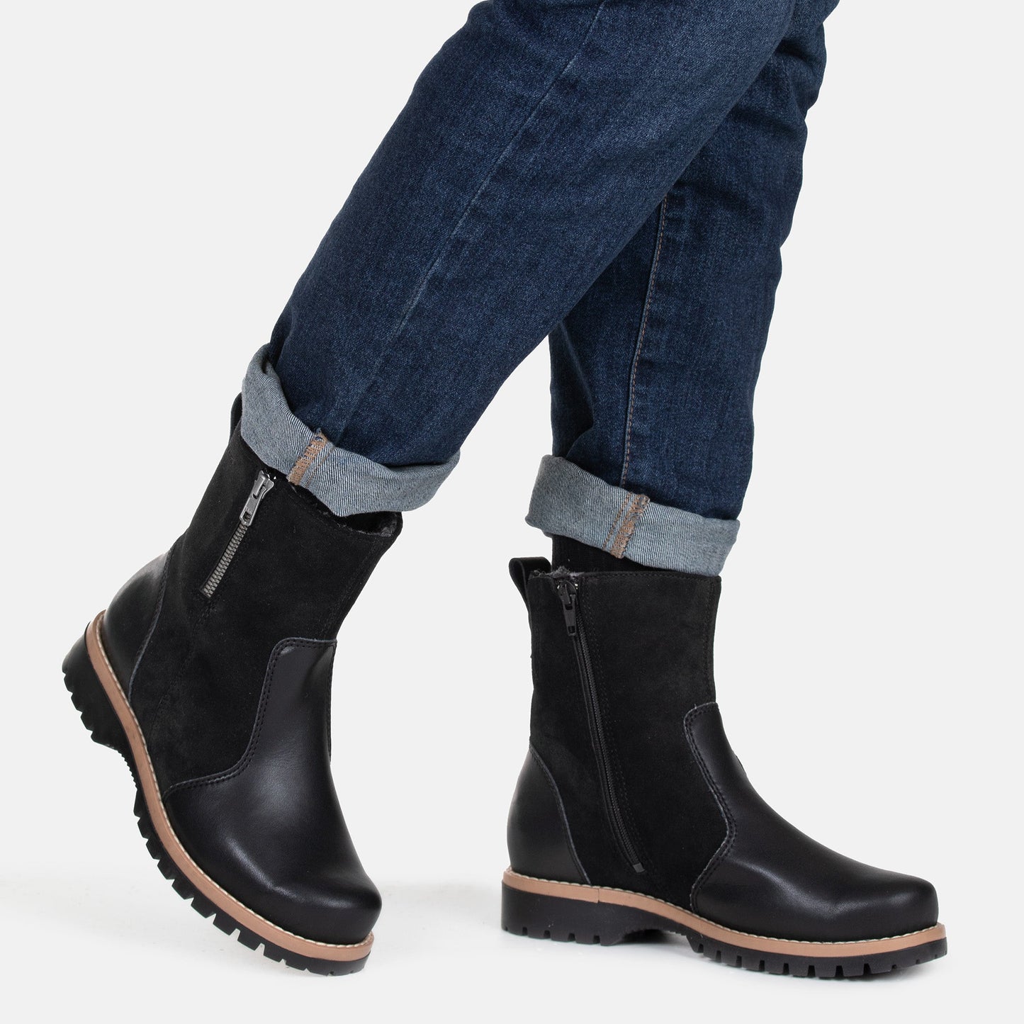 TASSU Womens´ ankle boot Bl npa/Bl suede/wool l./Tan  S